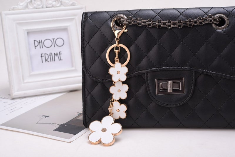 Giftale Women's Flower Bag Charms White Enameled Keychain Purse Accessories,#526-1D - Image 2